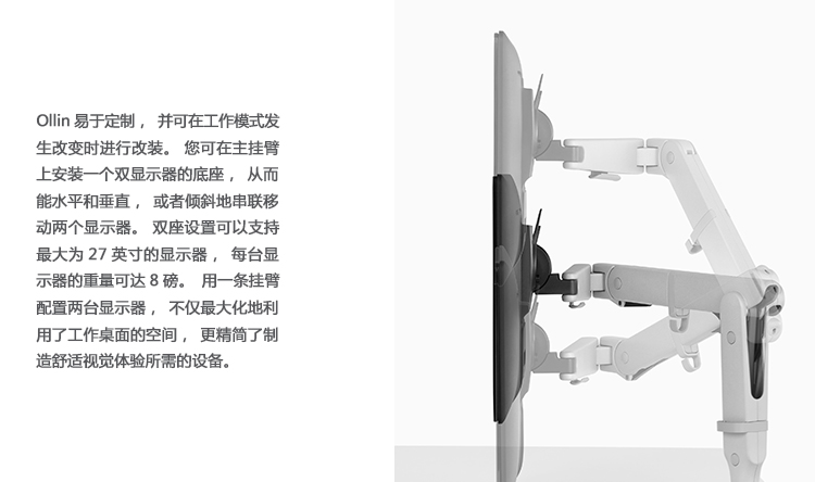 Ollin 台面显示屏支架、HY-A2246-2产品详情|显示器支架|办公辅件|办公家具