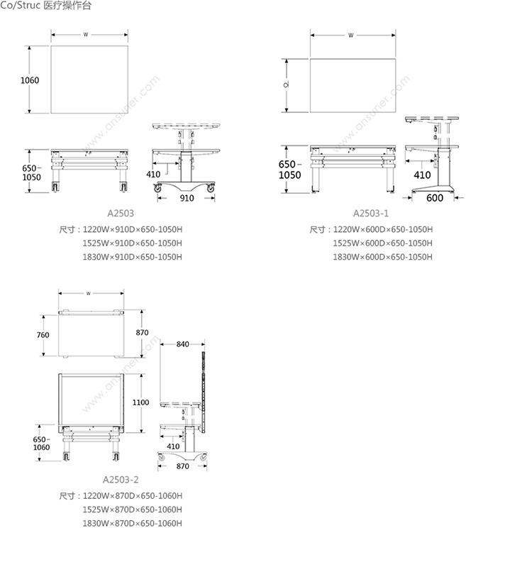 Co/Struc 操作台、HY-A2503产品详情|医疗操作台|医院家具|办公家具